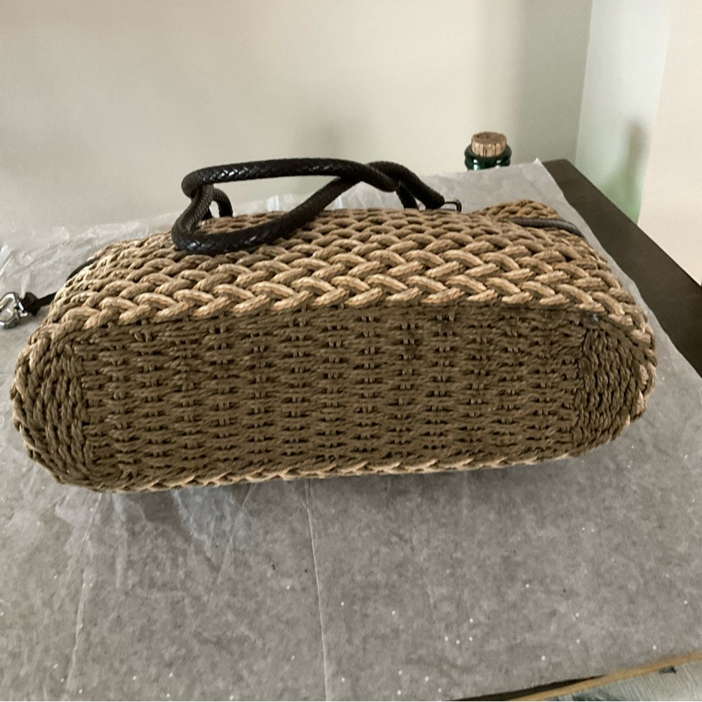 Brighton Natural Raffia & Leather Tote Handbag Purse Pocketbook EUC - Picture 10 of 16